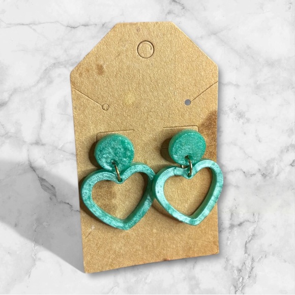 Handmade Jewelry - Turquoise Heart Earrings